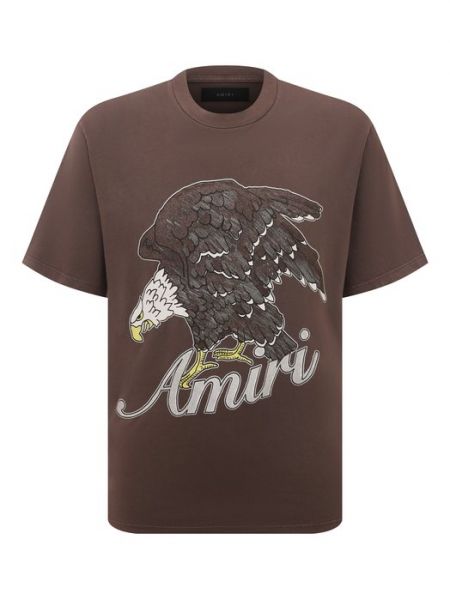 Хлопковая футболка Amiri коричневая