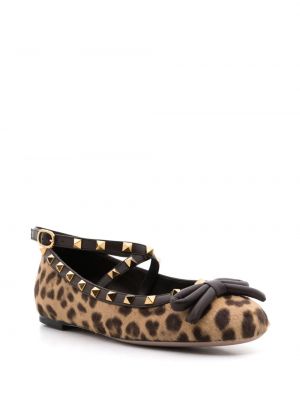 Dabīgās ādas kurpes ar apdruku ar leoparda rakstu Valentino Garavani brūns