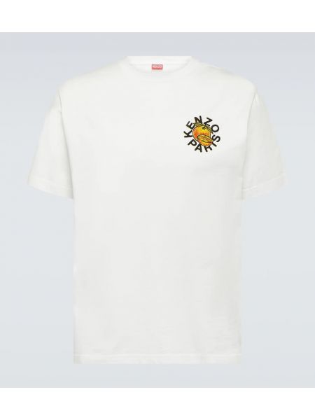 T-shirt di cotone in jersey Kenzo bianco