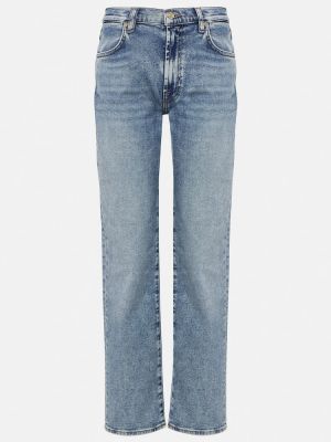 Bavlněné straight fit džíny s vysokým pasem z modalu 7 For All Mankind - modrá