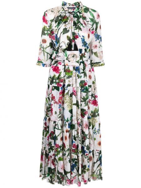 Maksi haljina s cvjetnim printom s printom Samantha Sung bijela