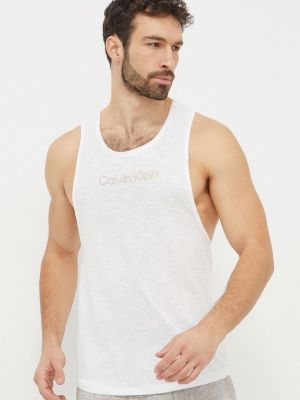 Ленена тениска с дълъг ръкав Calvin Klein бяло