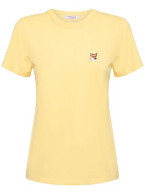 Bavlněné tričko jersey Maison Kitsuné žluté