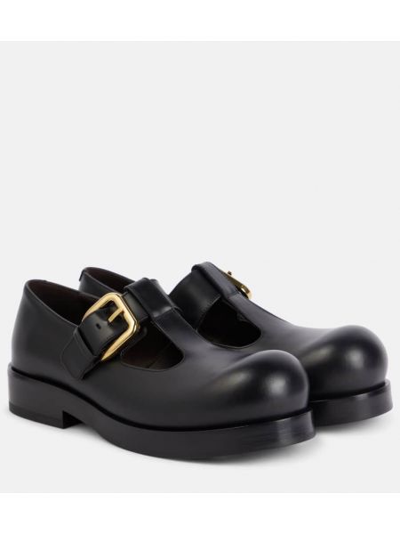 Кожени полуотворени обувки Bottega Veneta черно