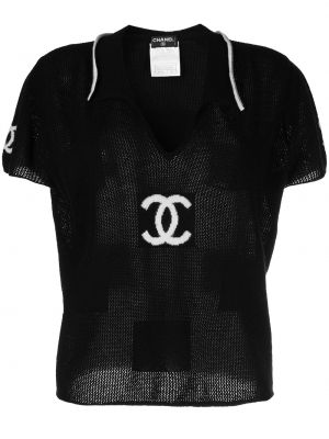 Kašmírový top s potiskem Chanel Pre-owned černý