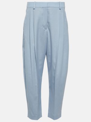 Pantalones rectos de lana plisados Stella Mccartney azul