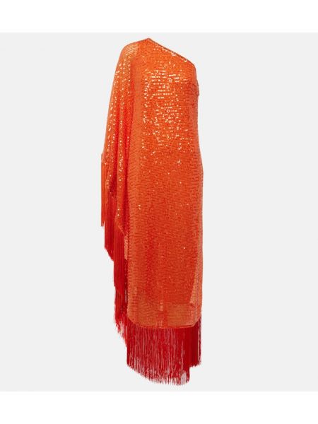 Vestido largo con lentejuelas Taller Marmo naranja