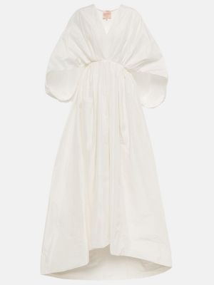 Bavlněné hedvábné dlouhé šaty Roksanda bílé