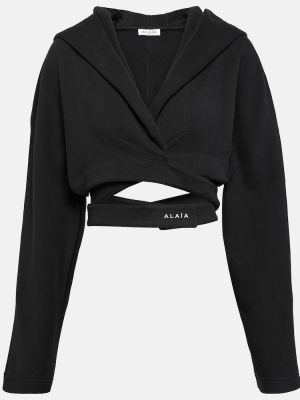 Pamučna hoodie s kapuljačom od jersey Alaã¯a crna
