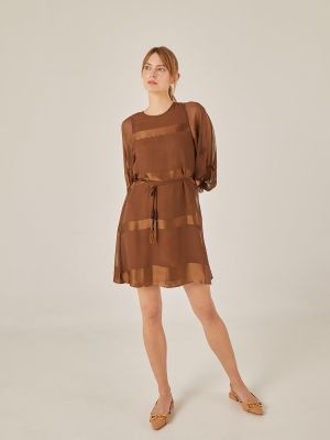 Короткое платье А-силуэта с поясом Niza, светло-коричневый