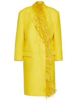 Вълнено палто с пера Valentino Garavani жълто