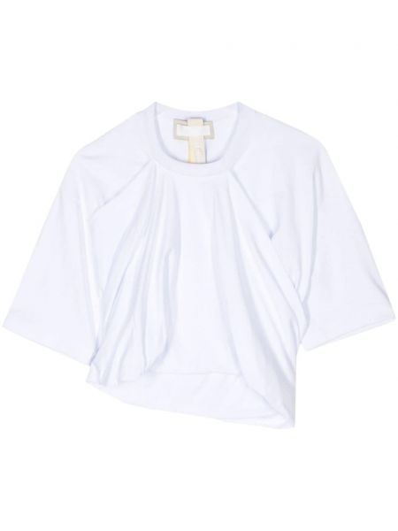 Drapované bavlnené tričko Litkovskaya biela