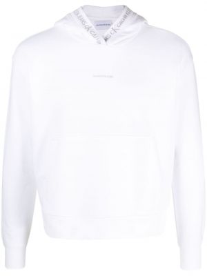 Bluza z kapturem bawełniana z nadrukiem Calvin Klein Jeans biała