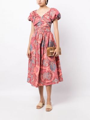Midi šaty s potiskem Ulla Johnson růžové