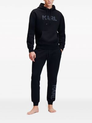 Kokvilnas treniņtērpa bikses ar apdruku Karl Lagerfeld melns