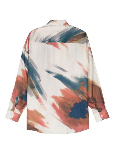 Hedvábná košile s potiskem s abstraktním vzorem Costumein béžová