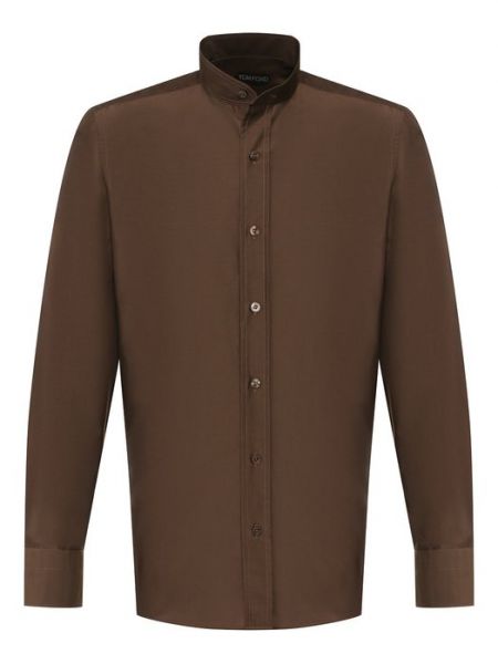 Хлопковая шелковая рубашка Tom Ford коричневая
