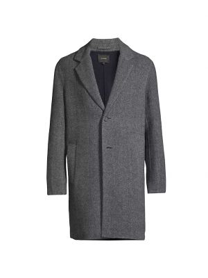 Пальто из смесовой шерсти с узором «елочка» Vince серый