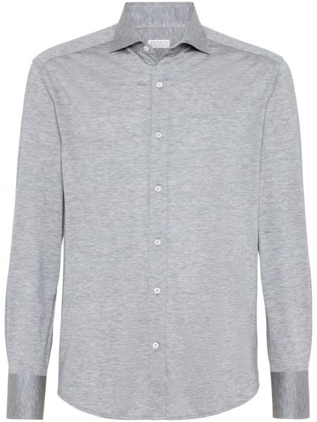 Bavlněná hedvábná košile Brunello Cucinelli šedá