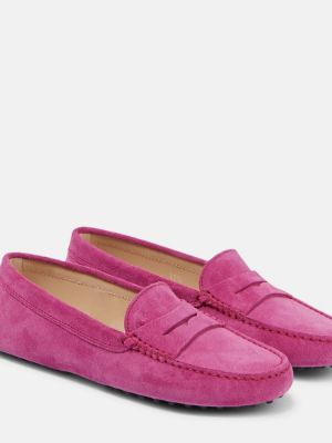 Semišové loafers Tod's růžové