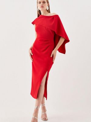 Приталенный платье на одно плечо из вискозы с драпировкой Karen Millen красный