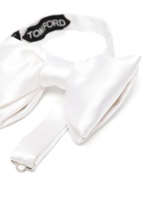 Šilkinis kaklaraištis su lankeliu Tom Ford balta