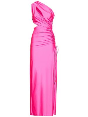 Drapované dlouhé šaty jersey Dundas růžové