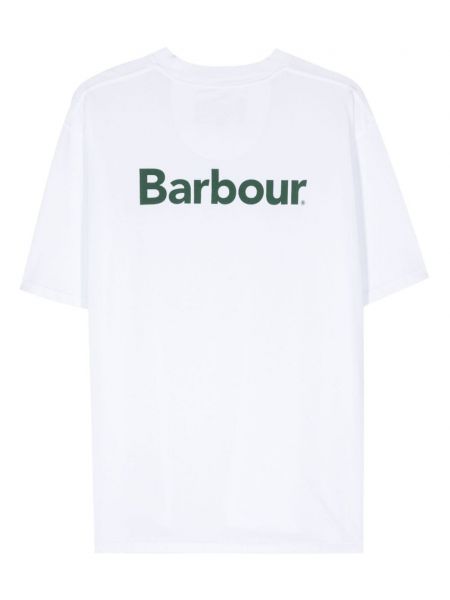 Bavlněné tričko s potiskem Barbour bílé