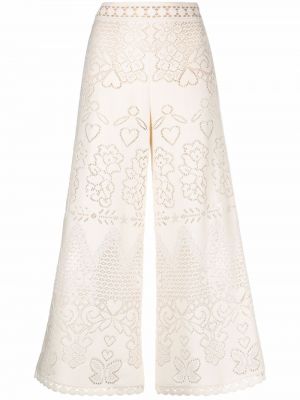 Spodnie relaxed fit koronkowe Valentino białe