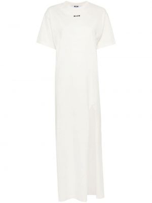 Bavlnené šaty s potlačou Msgm biela