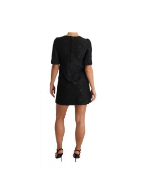 Haftowana sukienka mini na guziki Dolce And Gabbana czarna