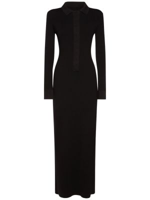 Μάλλινη μεταξωτή μάλλινη μίντι φόρεμα Tom Ford μαύρο