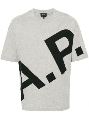 Bavlnené tričko A.p.c. sivá