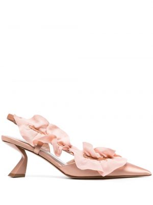 Сатенени полуотворени обувки с волани Nensi Dojaka розово