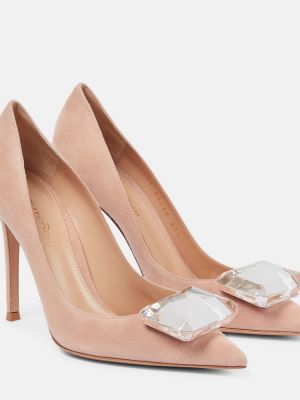 Велурени полуотворени обувки Gianvito Rossi розово
