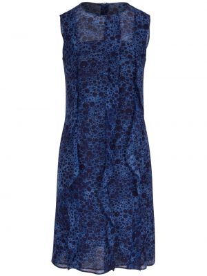 Коктейлна рокля без ръкави с принт Akris Punto синьо