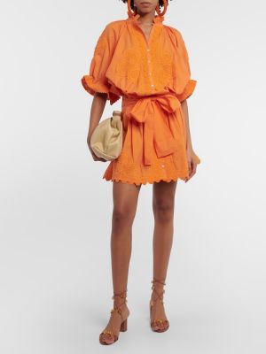Vestido camisero de algodón Juliet Dunn naranja