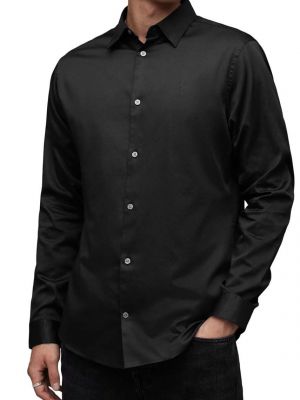 Памучна риза Allsaints черно