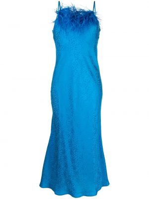 Suknele kokteiline be rankovių su plunksnomis Art Dealer mėlyna