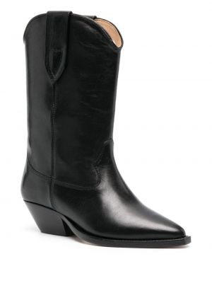 Kožené kotníkové boty na podpatku Isabel Marant černé