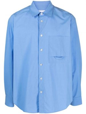 Haftowana koszula bawełniana Solid Homme niebieska