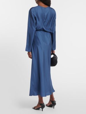 Hodvábna dlhá sukňa Asceno modrá