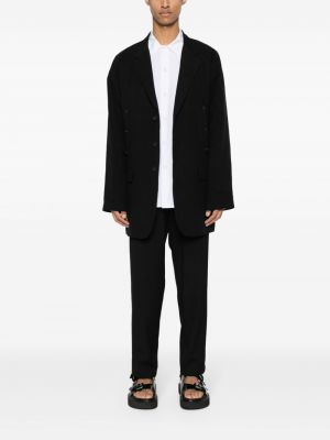Vlněné kalhoty Yohji Yamamoto černé