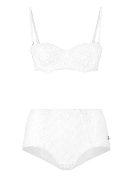 Korkea vyötärö bikinit Dolce & Gabbana valkoinen