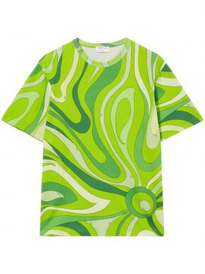 Bavlnené tričko s potlačou s abstraktným vzorom Pucci zelená