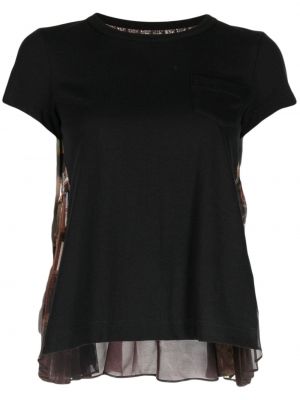 Bavlnené tričko s potlačou Sacai čierna
