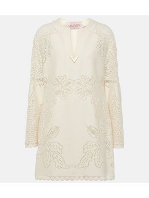 Čipkované bavlnené šaty Valentino biela