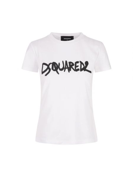 Koszulka bawełniana z okrągłym dekoltem Dsquared2 biała