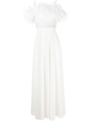 Вечерна рокля с пера Nissa бяло