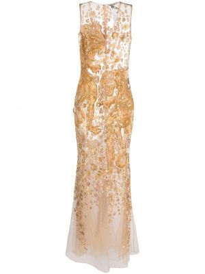 Seiden pailletten cocktailkleid Roberto Cavalli gold